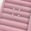 Brinco coração rosa bebê 5mm  em prata 925