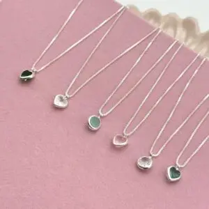 Pulseira pingente coração embutido 18cm, em Prata 925